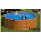 Piscina fuori terra rotonda San Marco 350x132 cm effetto legno | Kit mosaico