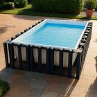 Piscina rettangolare fuori terra Naked 365x765x129 cm | Kit gold liner bianco
