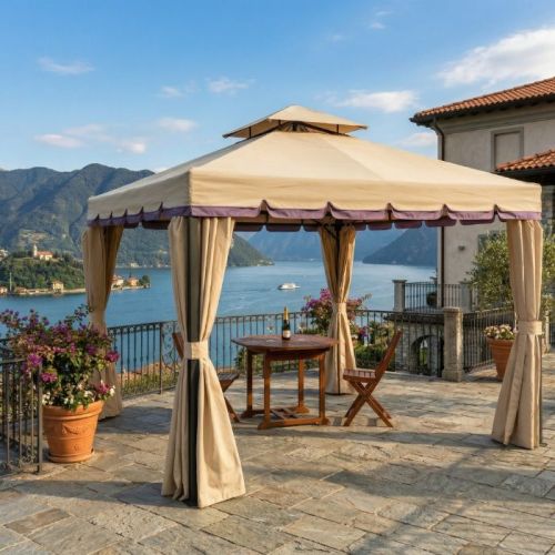 Gazebo da Giardino 3x3 mt in Alluminio con Tende e Zanzariere