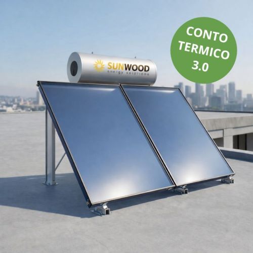 Pannello solare termico tetto piano da 300 lt per 6/7 persone