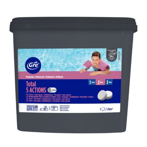 Pastiglie multifunzione per piscina Gre da 10 kg 5 azioni
