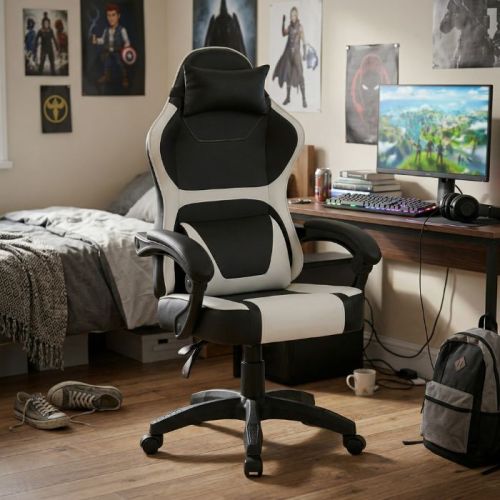 Sedia da gaming bianca ergonomica con braccioli