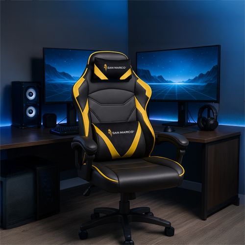 Sedia da gaming gialla e nera San Marco