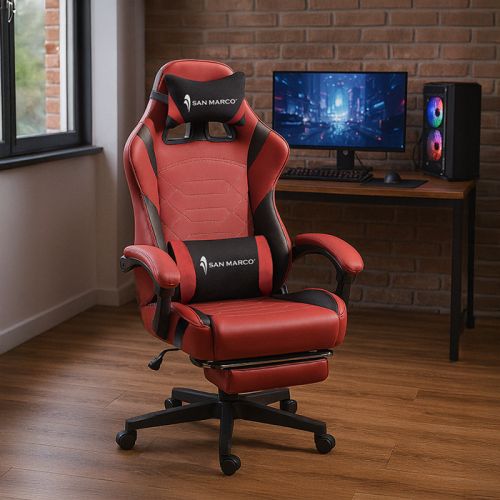 Sedia da gaming rossa ergonomica e reclinabile San Marco