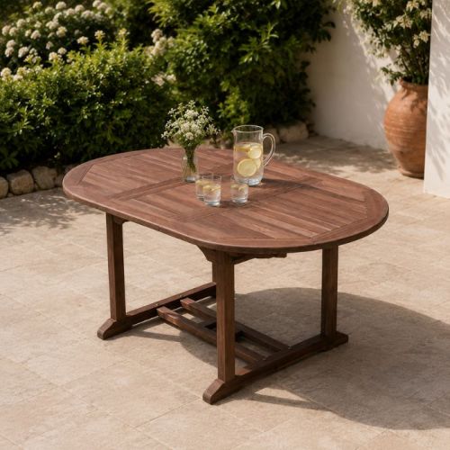 Tavolo ovale allungabile in teak fino a 160 cm