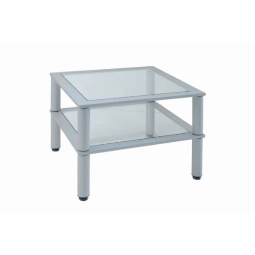 Tavolino da ufficio quadrato 60x60 cm ripiani in vetro