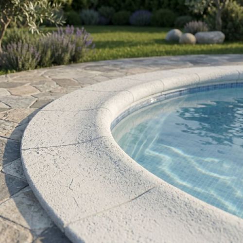 Pavimento per bordo piscina rotonda bianco