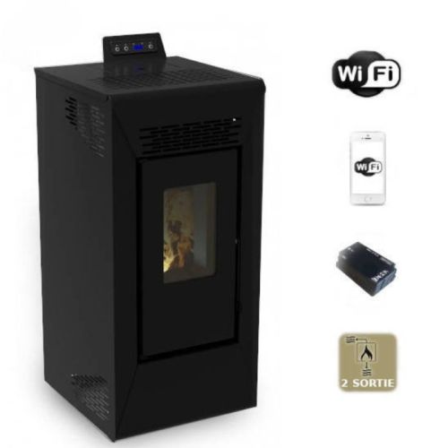 Stufa a pellet canalizzata Courmayeur con wifi nero