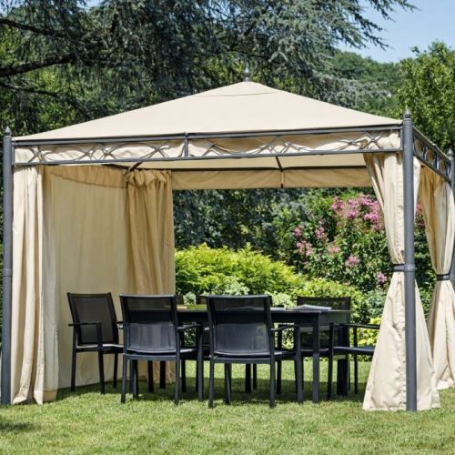 Gazebo da giardino 3x3 mt in ferro con tende laterali