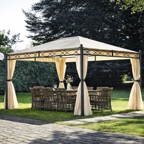 Gazebo da giardino in ferro 4x3 mt con tende laterali