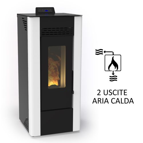 Stufa a pellet canalizzata mini Grenoble bianca da 8,74 kw