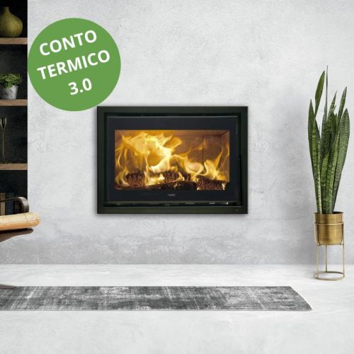 Inserto camino a legna ventilato I80 da 7 kw nero