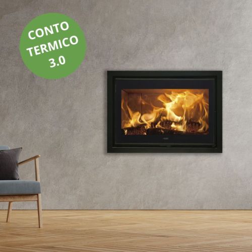Inserto per camino a legna ventilato I70 da 7 kw nero
