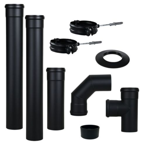Kit tubi per stufe a pellet in acciaio da 80 mm con guarnizioni