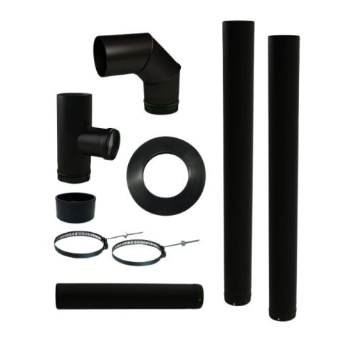 Kit tubi per stufe a pellet in acciaio smaltato nero diametro 80 mm