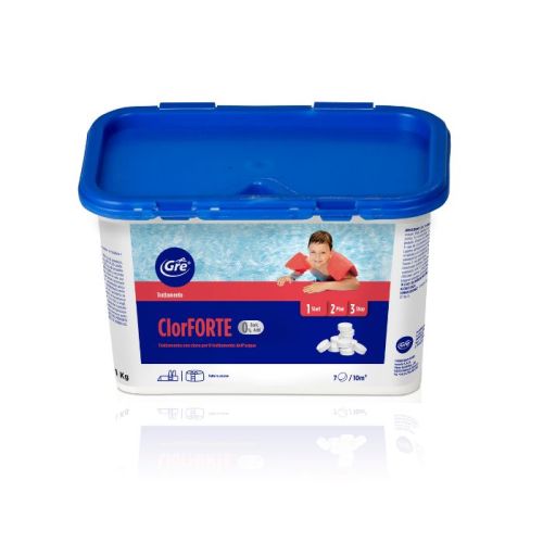 Cloro forte in pastiglie per piscina Gre