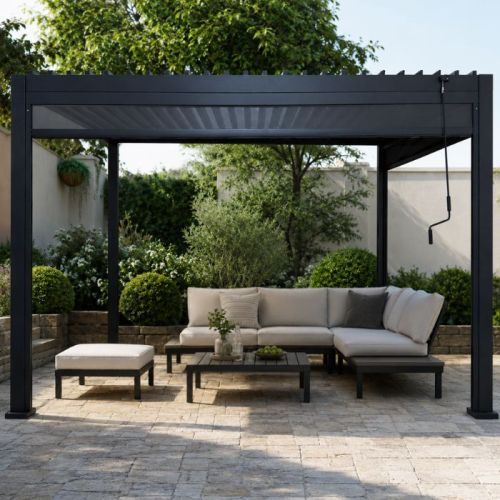 Pergola bioclimatica manuale 4x3 mt per giardino