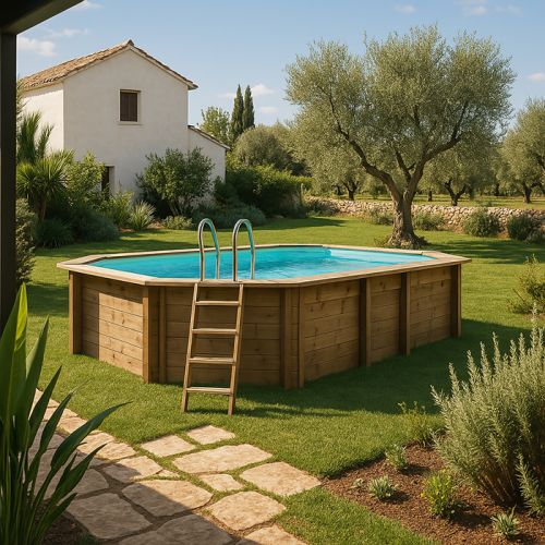Piscina fuori terra in legno Safran Gre 620x395x136 cm