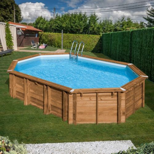 Piscina in legno fuori terra ovale Avocado 656x456x131 cm