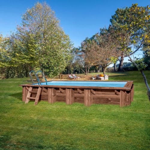 Piscina in legno fuori terra rettangolare Mango 618x320x130 cm