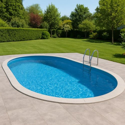 Piscina da giardino ovale con filtro a sabbia 737x360x150 cm
