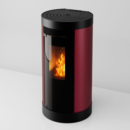Stufa a pellet canalizzata Round bordeaux da 11,61 Kw