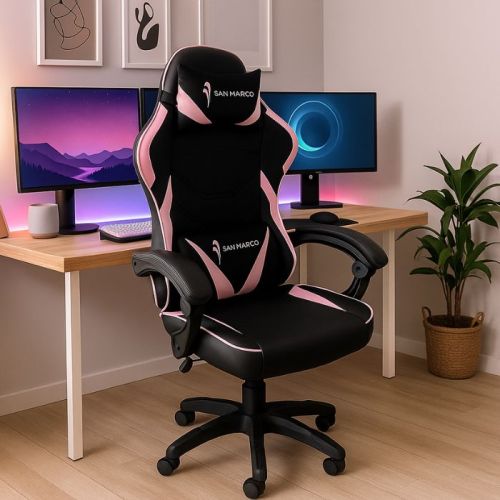 Sedia da gaming rosa e nera San Marco
