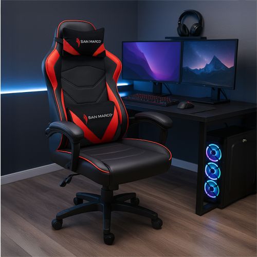 Sedia da gaming nera e rossa San Marco