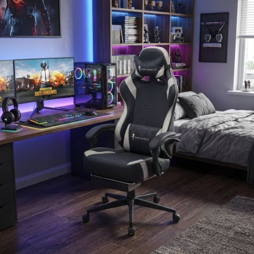 Sedia da gaming ergonomica nera con poggiapiedi San Marco