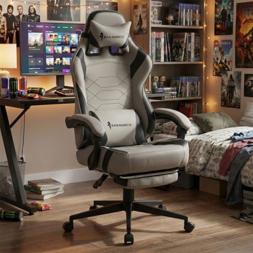 Sedia da gaming grigia reclinabile San Marco