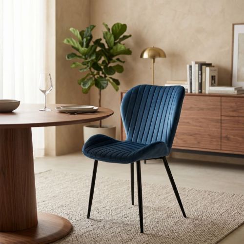 Set 4 sedie in velluto Margot Blu