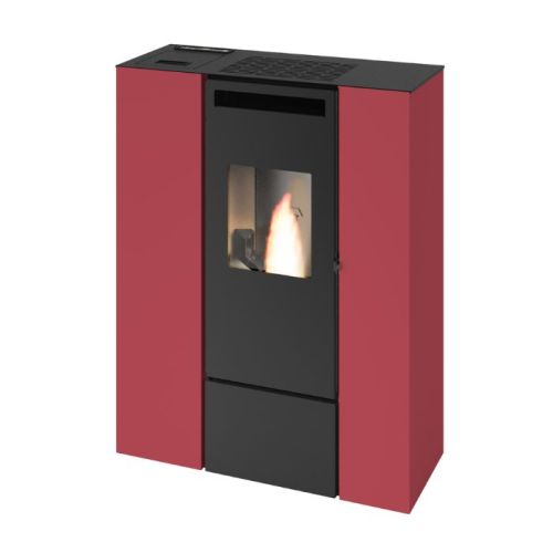 Stufa a pellet canalizzata slim Pia Can Up da 11 kw rossa