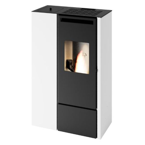 Stufa a pellet canalizzata slim Pia da 11 kw bianca