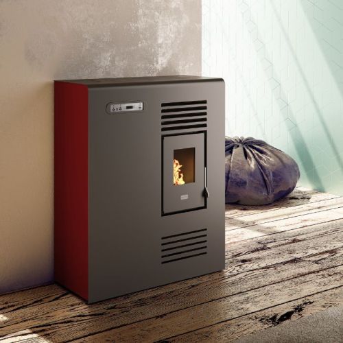 Stufa a pellet canalizzata Select Tina da 4,6 kw bordeaux