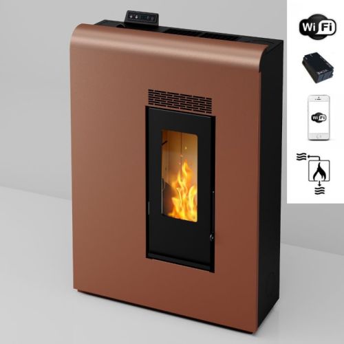 Stufa pellet salvaspazio canalizzata Brionia da 11,6 kw bronzo con wifi