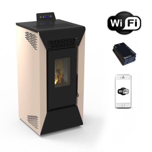 Stufa a pellet ventilata Courmayeur con wifi avorio