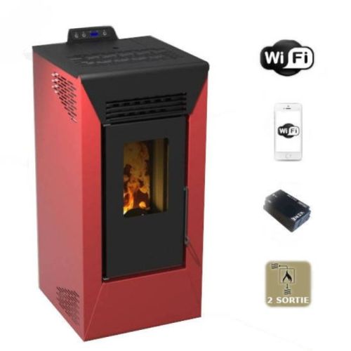 Stufa a pellet canalizzata Courmayeur con wifi bordeaux 