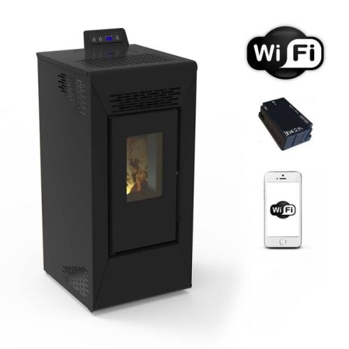 Stufa a pellet ventilata Courmayeur con wifi nero