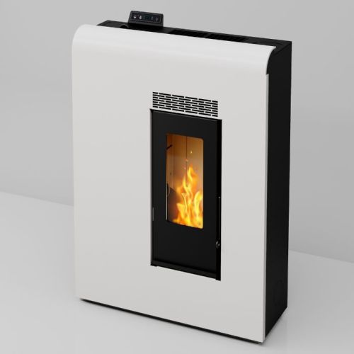 Stufa pellet salvaspazio canalizzata Brionia da 11,6 kw bianca