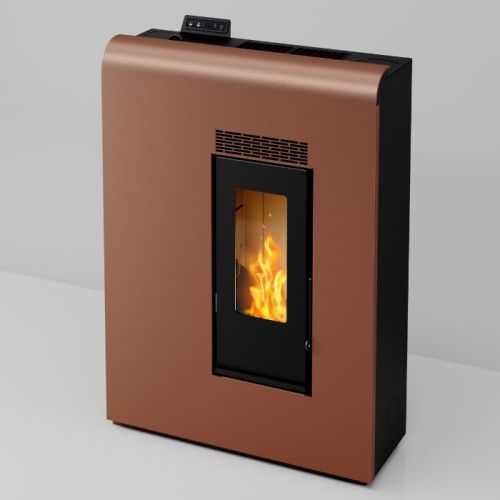 Stufa pellet salvaspazio canalizzata Brionia da 11,6 kw bronzo
