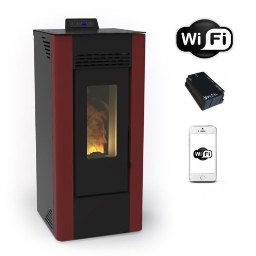 Stufa a pellet canalizzata Grenoble mini bordeaux da 8,74 kw con wifi