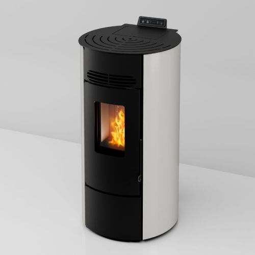 Stufa a pellet ventilata Focus New 9 da 8,7 kw bianca