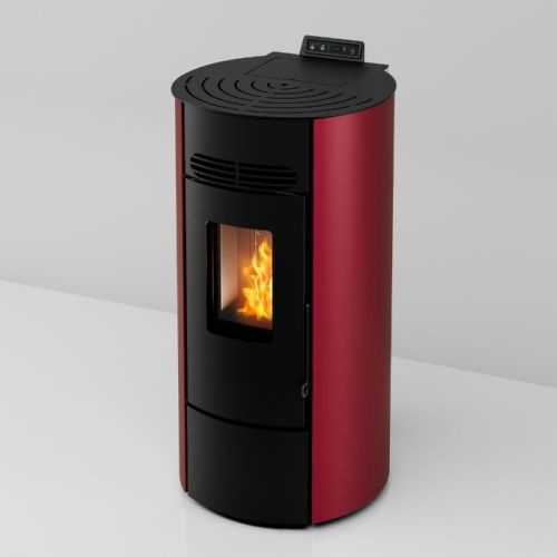 Stufa a pellet ventilata Focus New 9 da 8,7 kw bordeaux