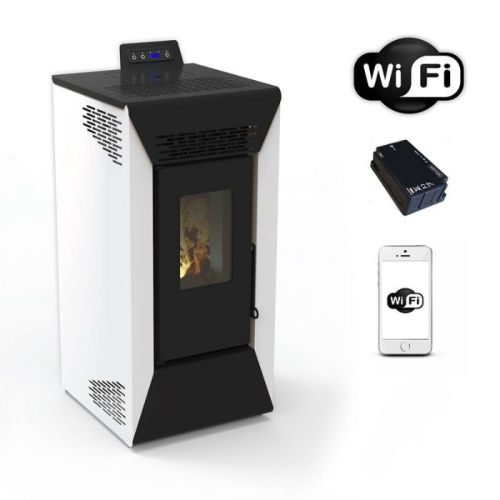 Stufa a pellet ventilata Courmayeur con wifi bianco