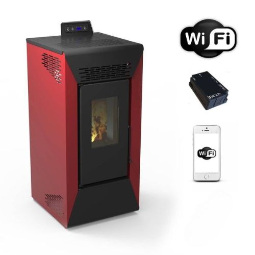 Stufa a pellet ventilata Courmayeur con wifi bordeaux