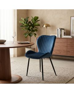 Set 4 sedie in velluto Margot Blu