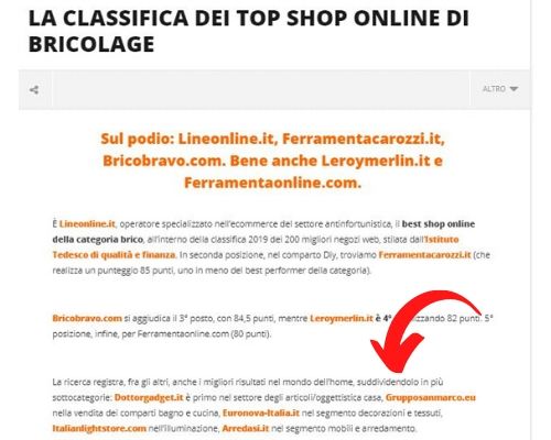 top shop online di bricolage